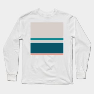 A prime consistency of Blood (Animal), Blush, Pastel Gray, Dark Cyan and Philippine Indigo stripes. Long Sleeve T-Shirt